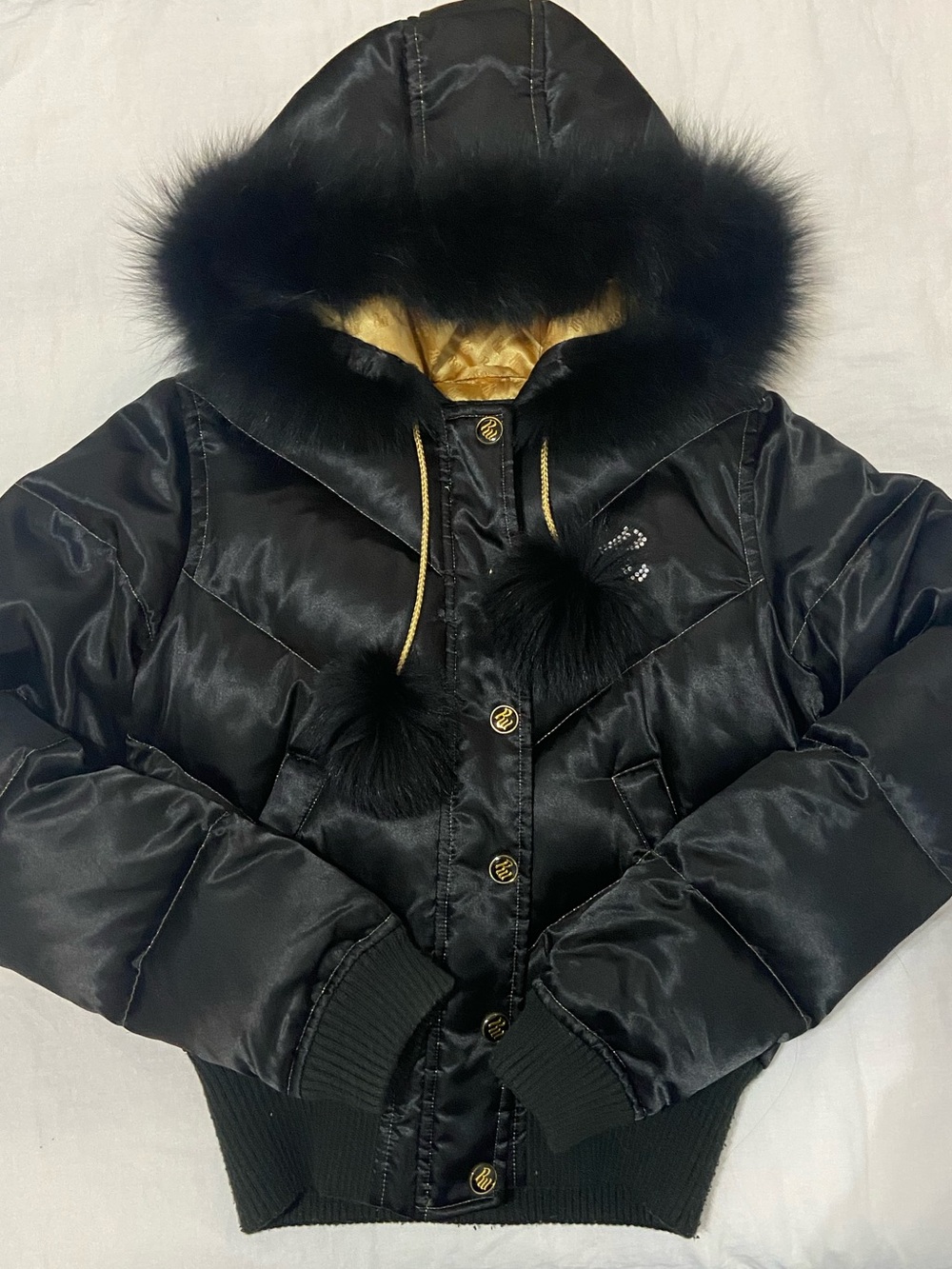 Rocawear Y2K Black Puffer Jacket with Faux Fur Trim